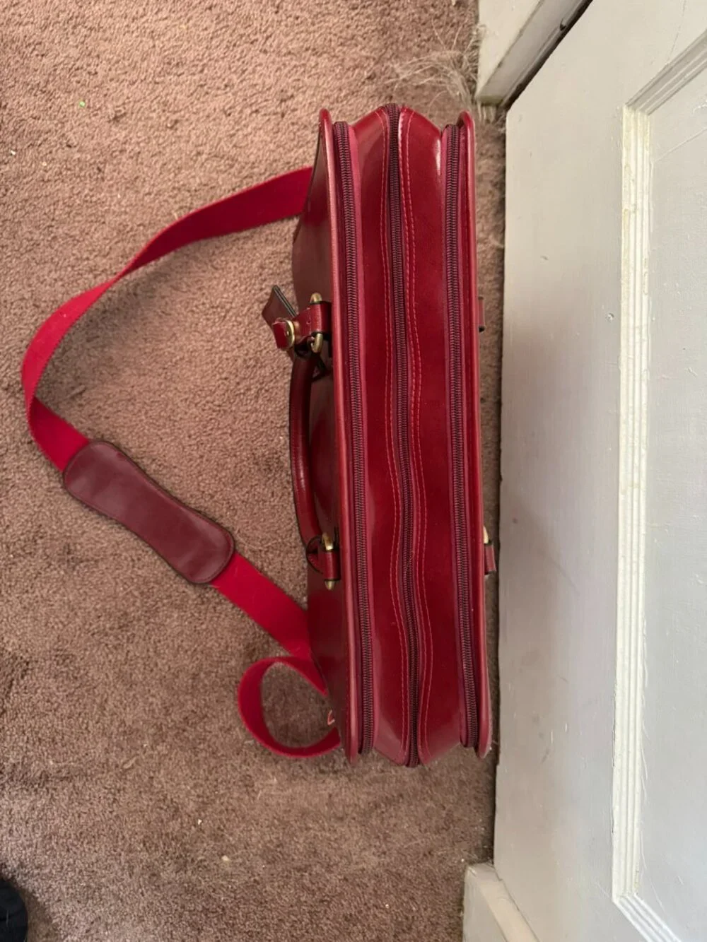 Kattee Red Leather Computer Bag. Like New